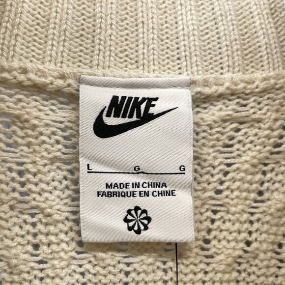 NWT Nike Life Mens Cable Knit Turtleneck Sweater Off White Chunky Relaxed Large - Picture 8 of 11